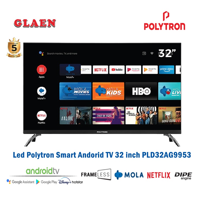 Led Polytron Smart Android TV 32 Inch PLD-32AG9953 | Led Polytron Smart Android Digital Tv