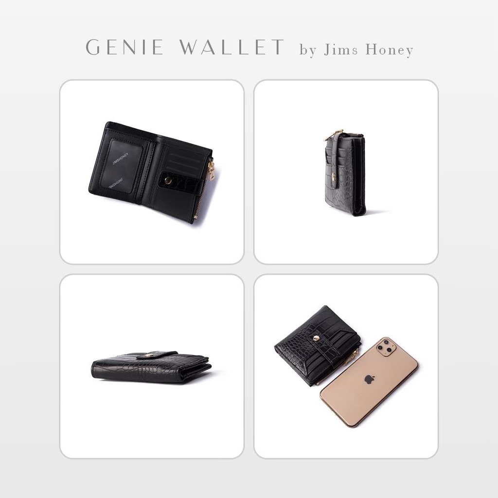 Jims Honey - GENIE WALLET - Dompet Kulit Wanita - Slot Kartu Koin Croco Lipat