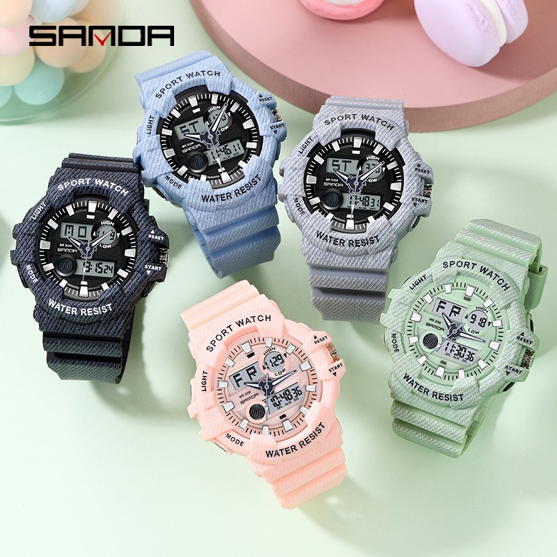 SANDA 3038 Jam Tangan Pria Wanita Digital Analog Tali Rubber Anti Air WATCHKITE WKOS