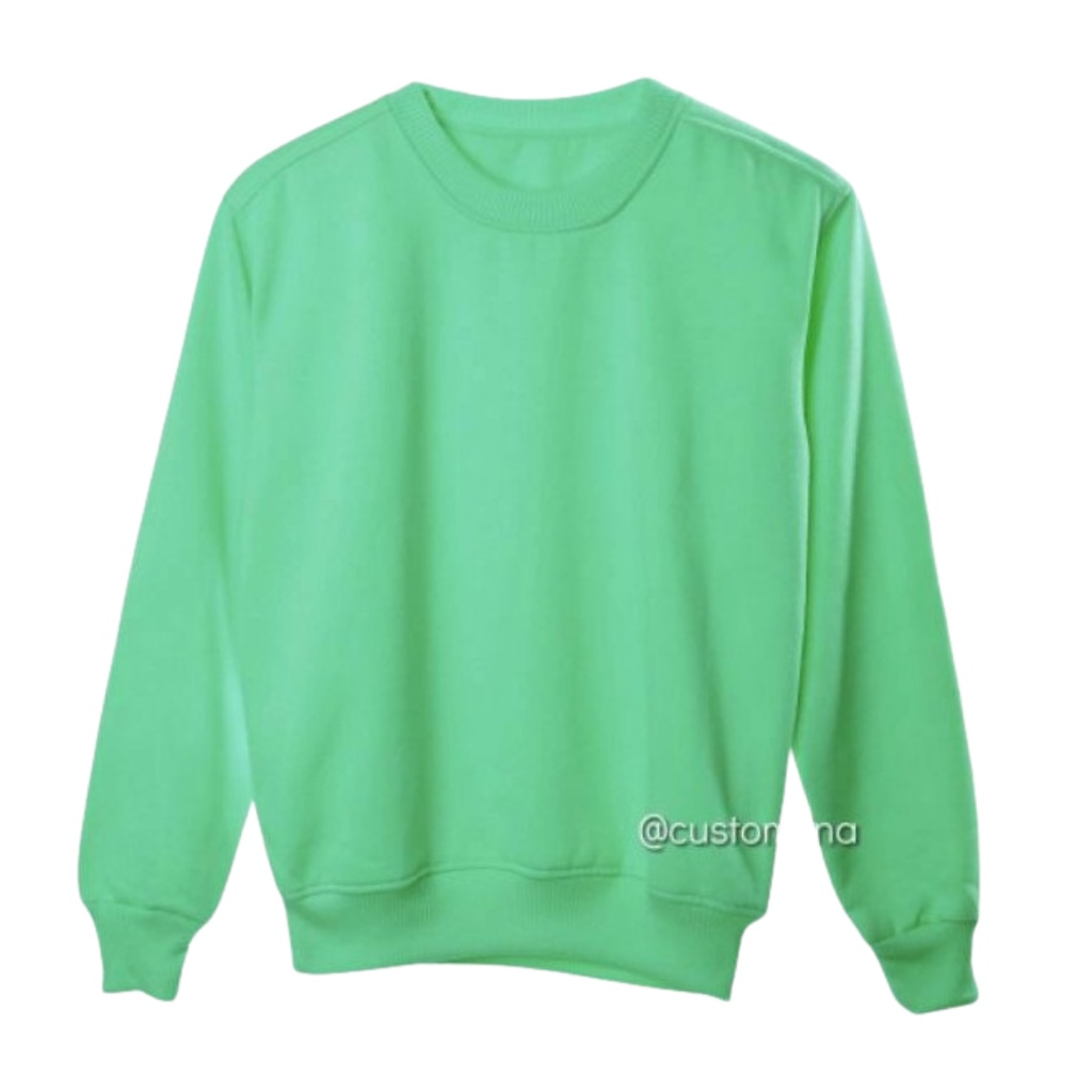 Basic Sweater Mint Hijau Polos Crewneck Sweatshirt Pria Wanita Size M - XXL
