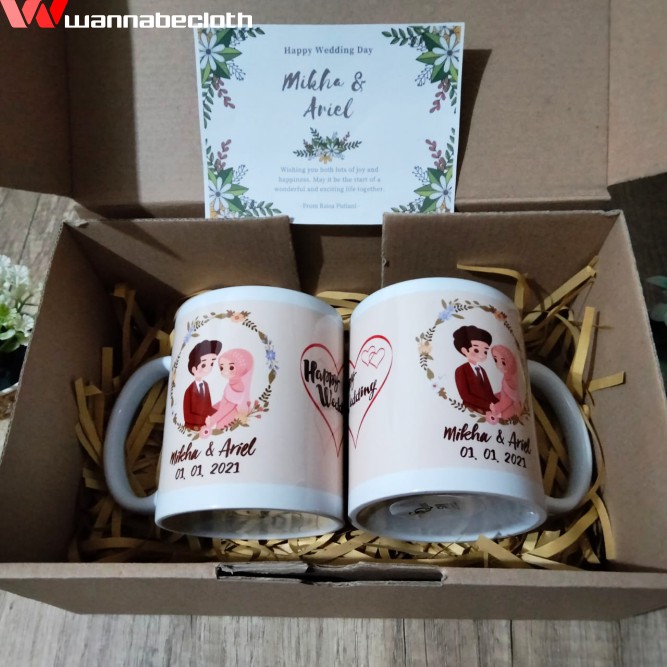 Hampers Mug Wedding Mug Pernikahan Cetak Mug Custom Kado Gift Souvenir Mug Wedding