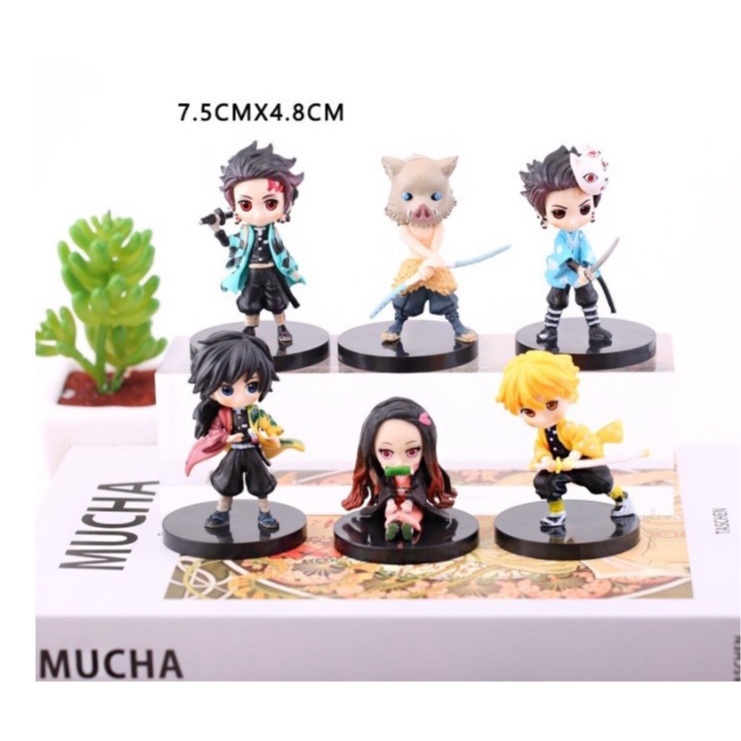 Cake Topper Kue Mini Action Figure Demon Slayer Kimetsu No Yaiba isi 6