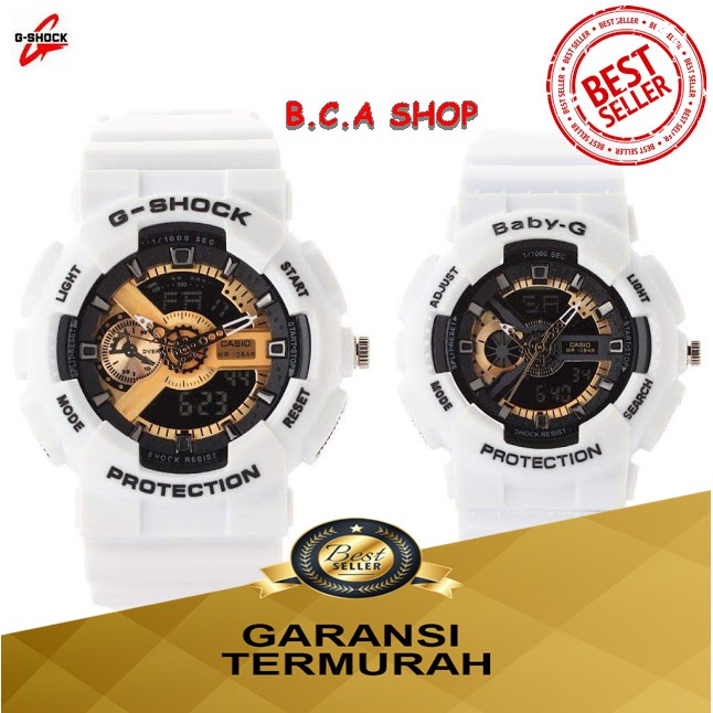 Casio G-Shock Couple LOVE SERIES Ga-110 dan BABY-G BGA-110 KWS PUTIH GOLD