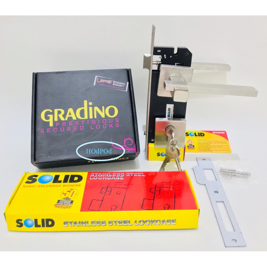 PAKET Handle Pintu SOLID GRADINO HRE 99.27 + LC 111 WL 40 + DC 02 - 60 (KOMPLIT SET)