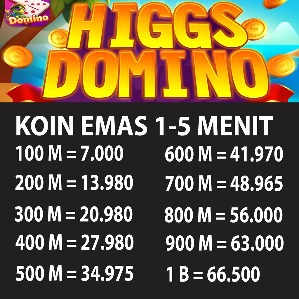 Jual TOPUP CHIP HIGGS DOMINO MURAH KOIN EMAS | Shopee Indonesia