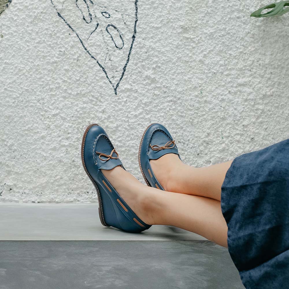 Shoeka - Ocean Wedges 5cm Navy+Rustic