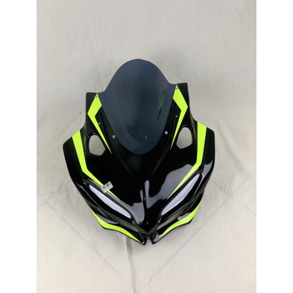 Kedok depan Honda CBR 150 model CBR 250RR hitam list hijau fiber PNP - Charmoto