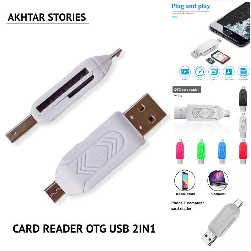 Card Reader OTG USB 2in1 / Alat Untuk Membaca Kartu Memori Di Hp atau Laptop / Komputer / Speaker