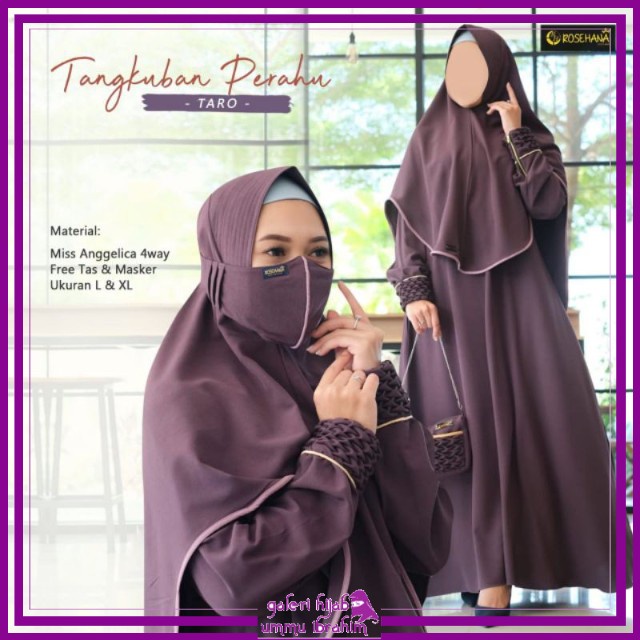 GHUI ~ TANGKUBAN PERAHU SETELAN GAMIS SYAR'I FREE MASKER & TAS (ORI ROSEHANA)