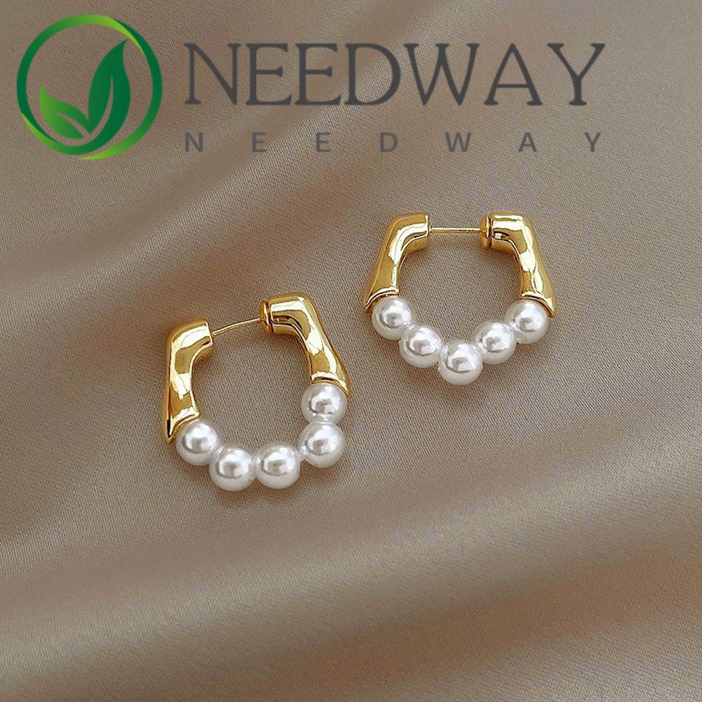 Anting Liontin Mutiara Bahan Alloy Untuk Wanita