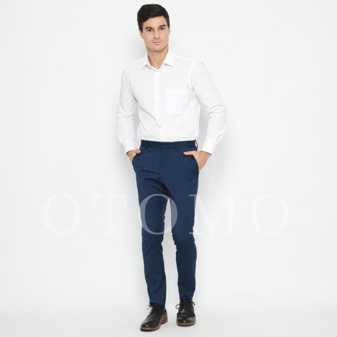 Celana H&M Skinny Stretch Suit Pants Navy Original Bahan Formal Kantor TERMURAH DAN TERLARIS
