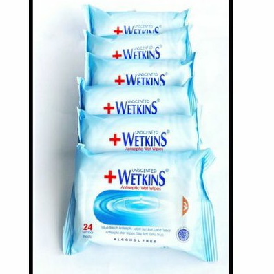 BELI 5 GRATIS 1 TISU BASAH WETKINS ANTISEPTIK 24s (6 PACK )