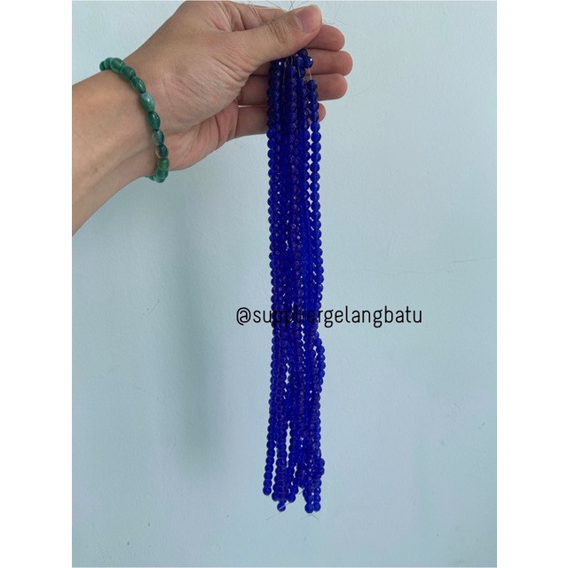 kristal bola dunia cutting 6mm Dark Blue ceko bulat biru tua beading