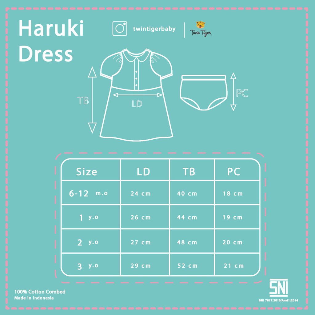 Twin Tiger Baby Haruki Dress Baju Anak  Perempuan 0 - 3 Tahun