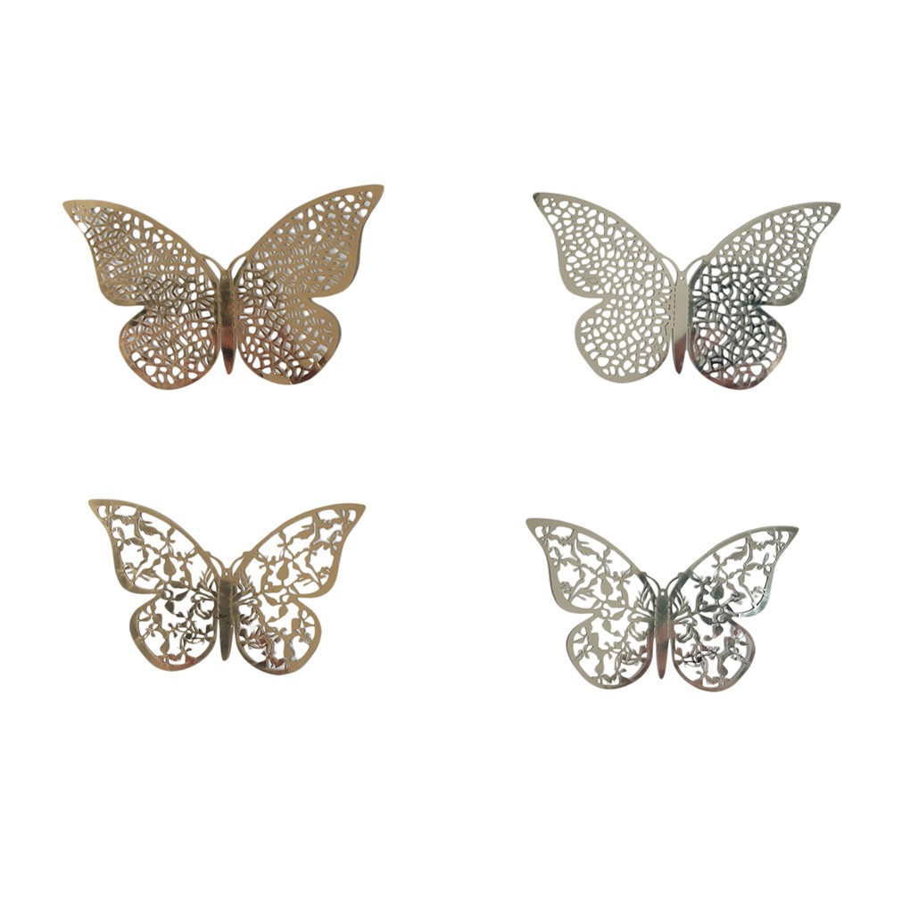12 Pcs 3D Hollow Wall Stickers Butterfly Fridge Home Room Wall Decoration Nice