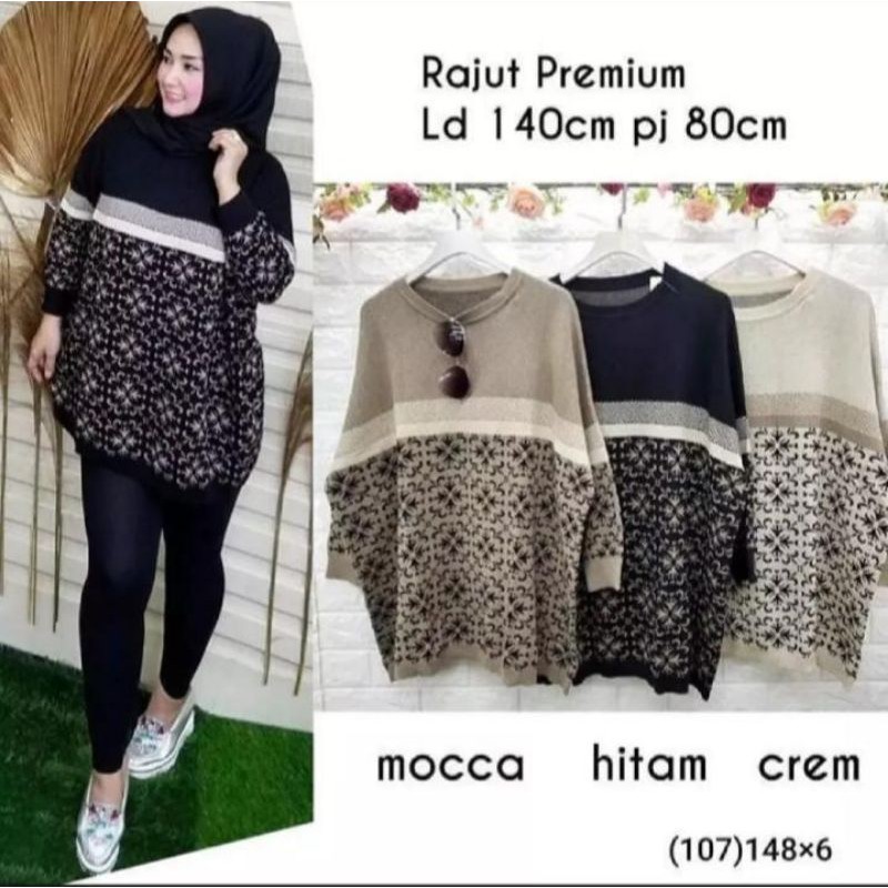 Blus jumbo atasan bigsize wanita rajutan import