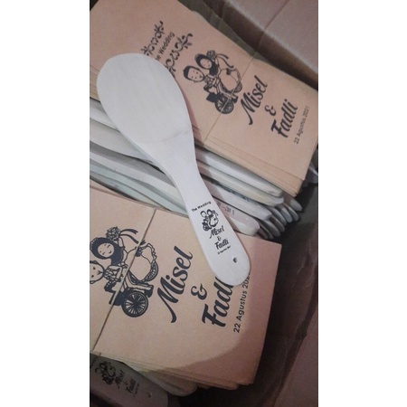 

centong kayu kemas amplop / paperpack dengan sablon