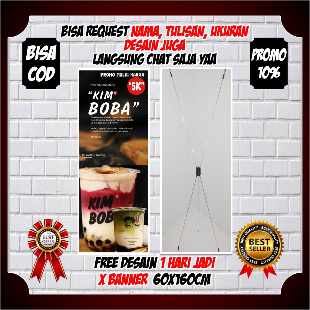 Cetak Spanduk Banner Usaha Boba Drink Keren / X Banner Boba Drink Anti Galau Berkualitas Keren