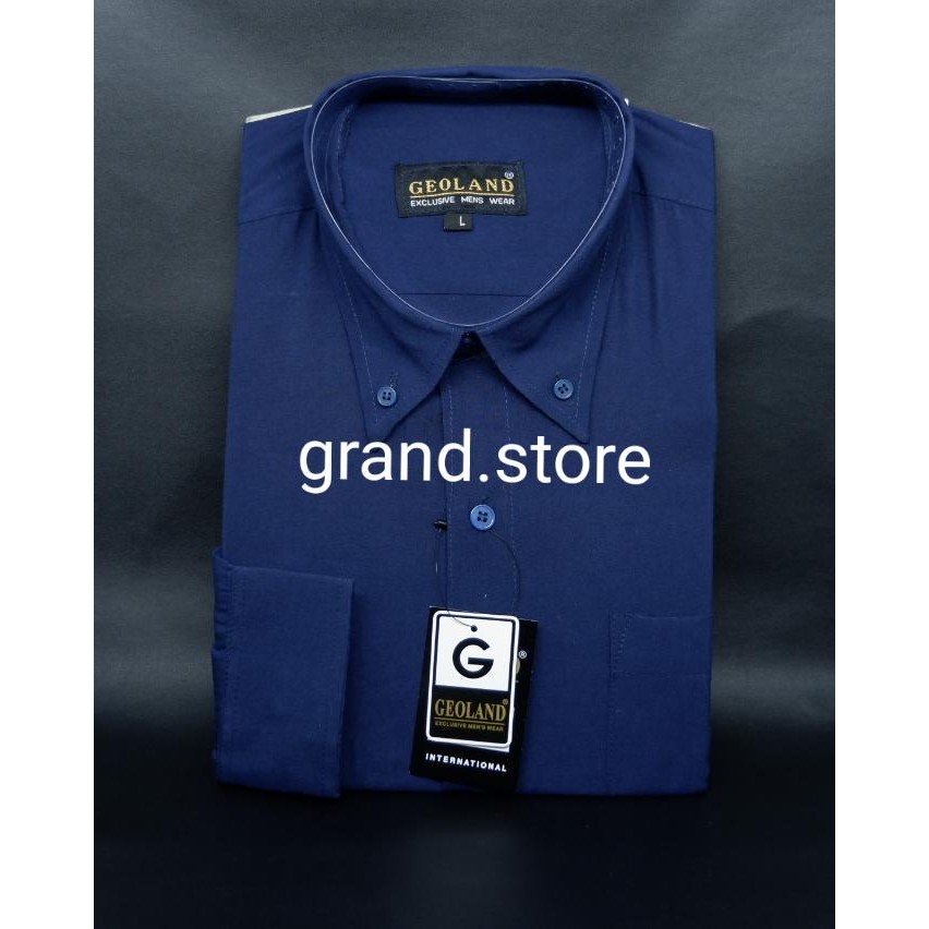 KEMEJA PRIA GEOLAND BIRU DONGKER POLOS LENGAN PANJANG !!!