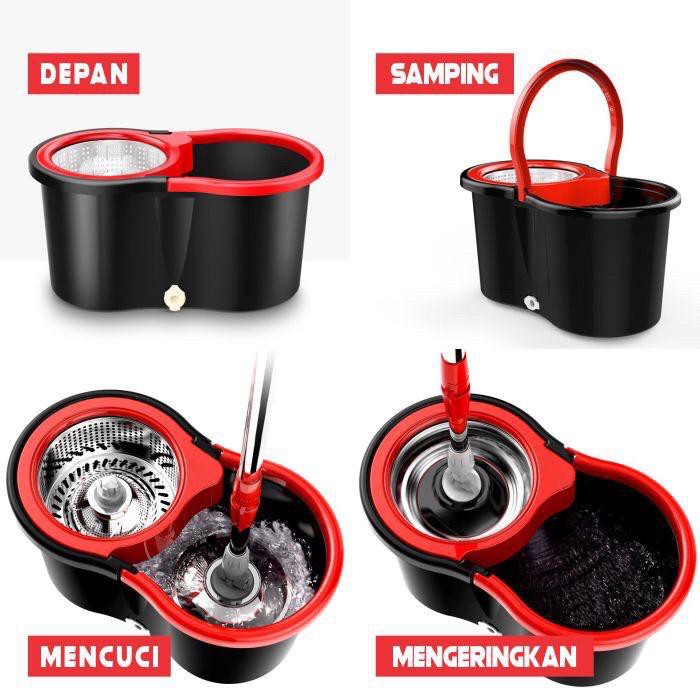 Spin Mop Alat Pel Putar Praktis Pel Lantai Ultra spin mop 2 kain murah DR88