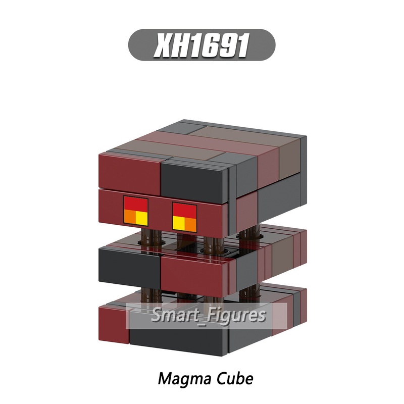 Mainan Action Figure Minecraft Minifigures Hoglin Ender Dragon Pufferfish Magma Cube Skeleton Kuda X0311