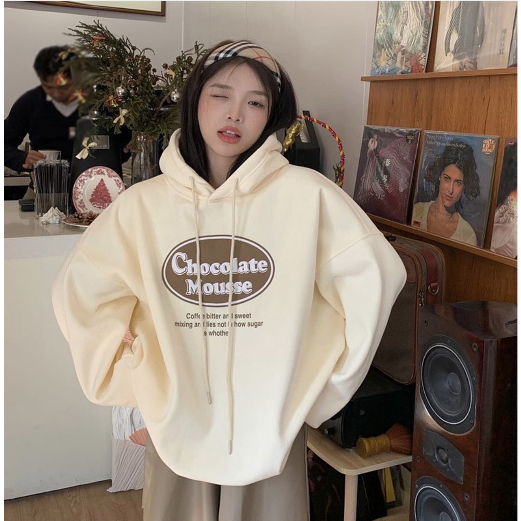 Chocolate Mousse Sweater Hoodie Oversize - Hodie Wanita - Sweater hoodie wanita Oversize