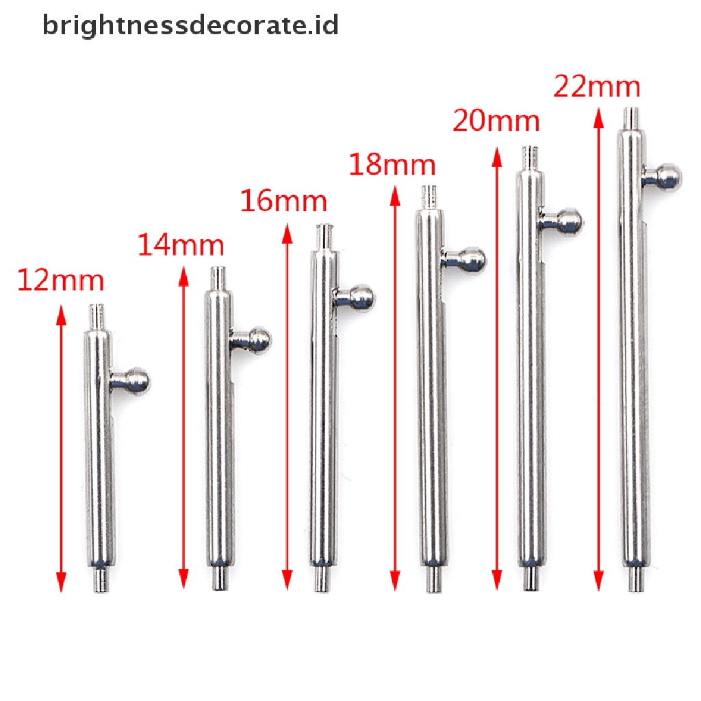 10pcs Pin Bar Strap Jam Tangan Bahan Stainless Steel Ukuran 12-22mm