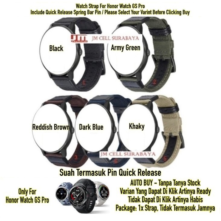 Tali Jam Watch Strap Honor Watch GS Pro - Woven Nylon Metal Buckle