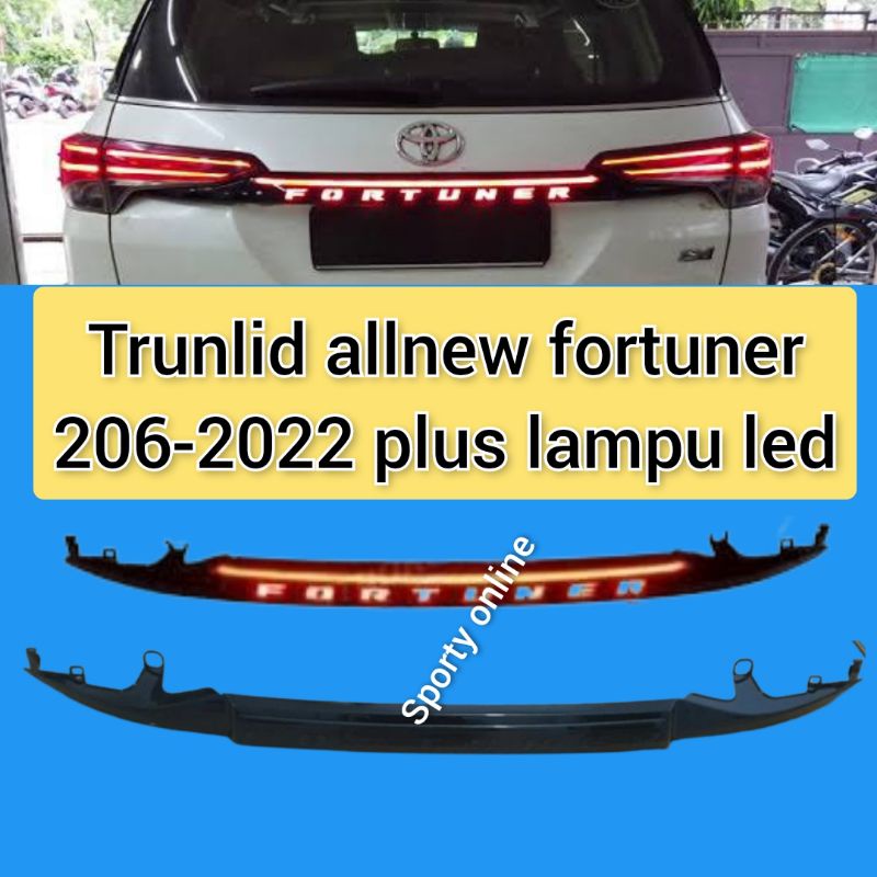 trunlid belakang back door list allnew fortuner plus lampu led black doff