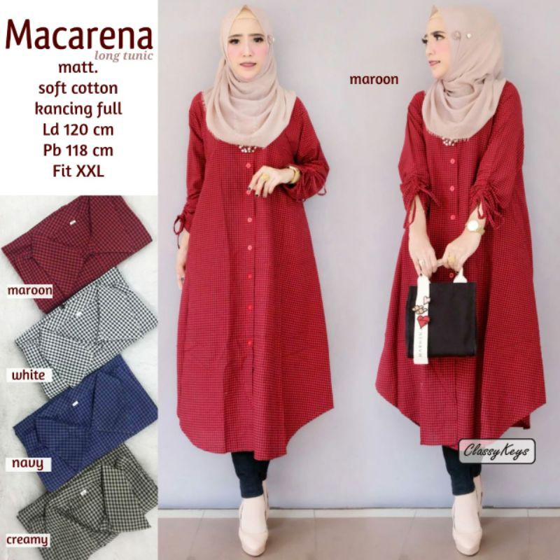 Pakaian Atasan Wanita Classy Keys Macarena Long Tunik