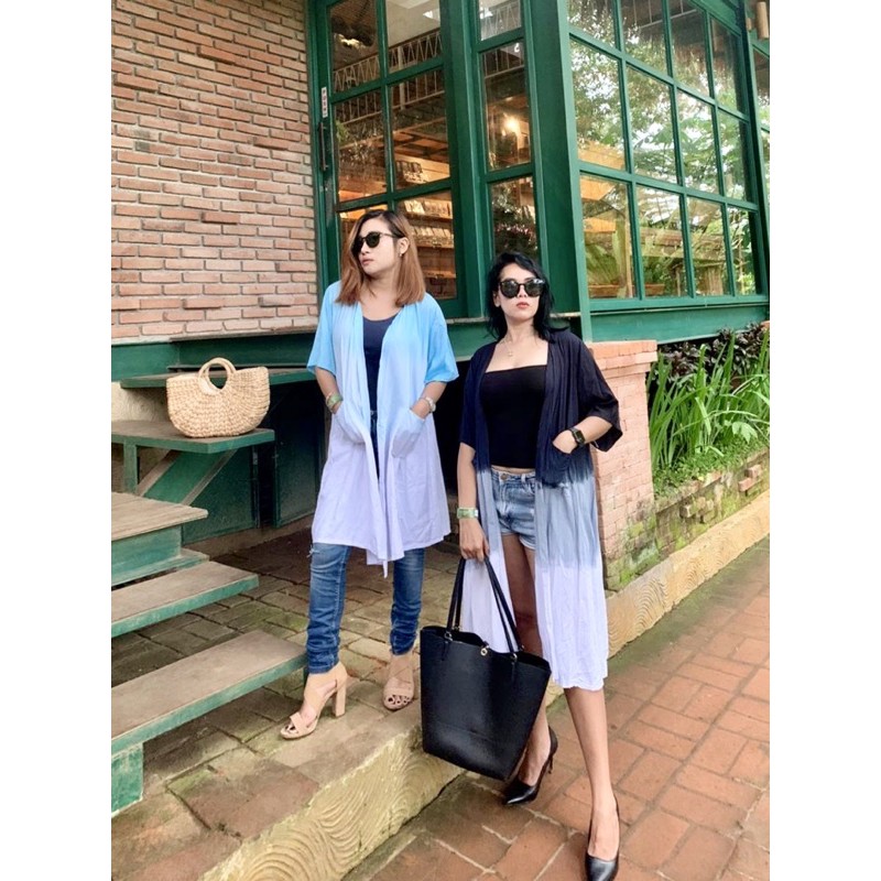 kimono / outer dress tie dye gradasi bali FREE MASK & BELT | GRADASI BALI || baju bali terlaris