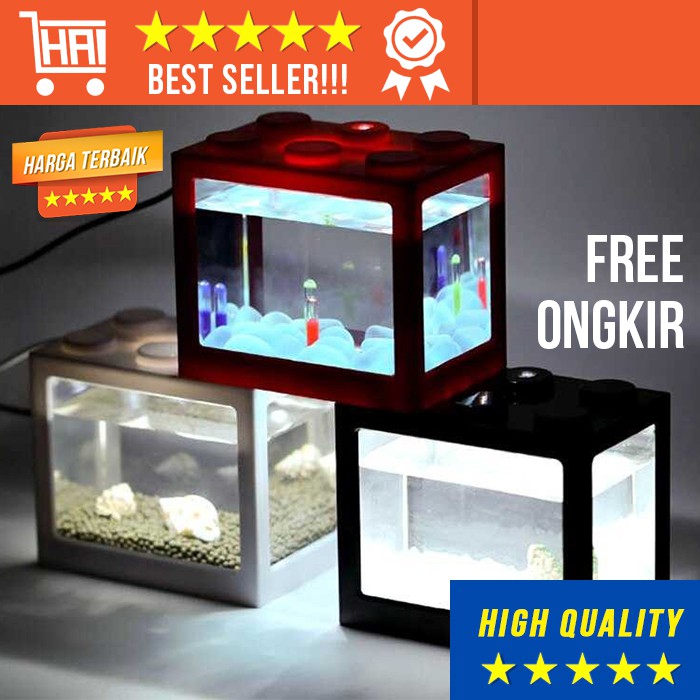 AKUARIUM IKAN  KECIL LAMPU  HIAS  LED LAMP AQUARIUM PORTABLE 