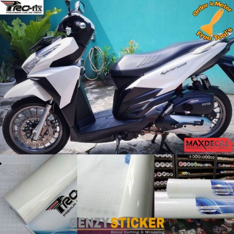 stiker skotlet putih glossy kilat sticker scotlite motor putih