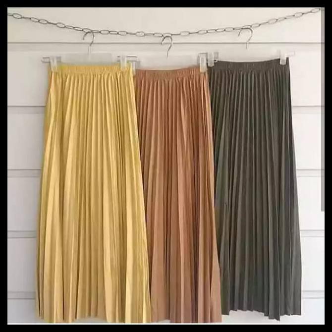 Rok Plisket Suede Maxi Skirt Plisket Suede Maxi Skirt