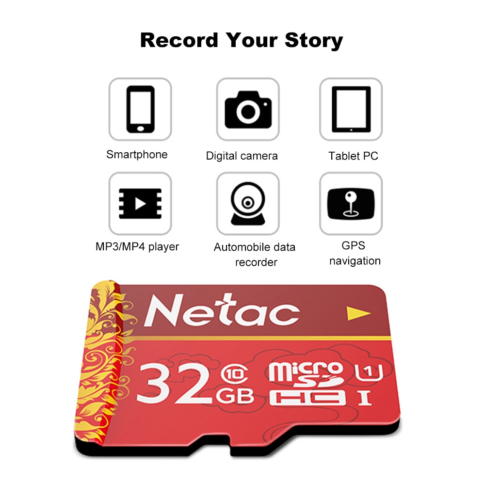 Netac Memory Card Micro SD 128GB 100MB/S 64GB TF Flash Card Class10 U1 Memory Card