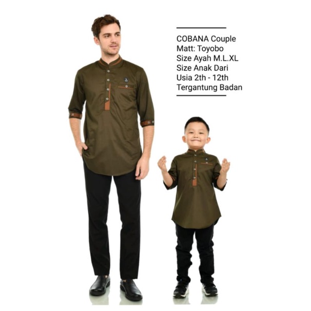 Cobana Store - Baju Koko Couple Ayah Dan Anak Warna OLIVE Koko Kurta Pakistan Couple Terbaru