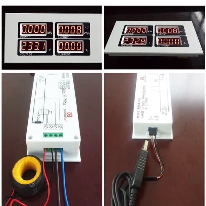 KWH Meter Monitor USB Interface Digital Volt Power Ammeter Energy AC 100A  Indikator TTL Modbus PC