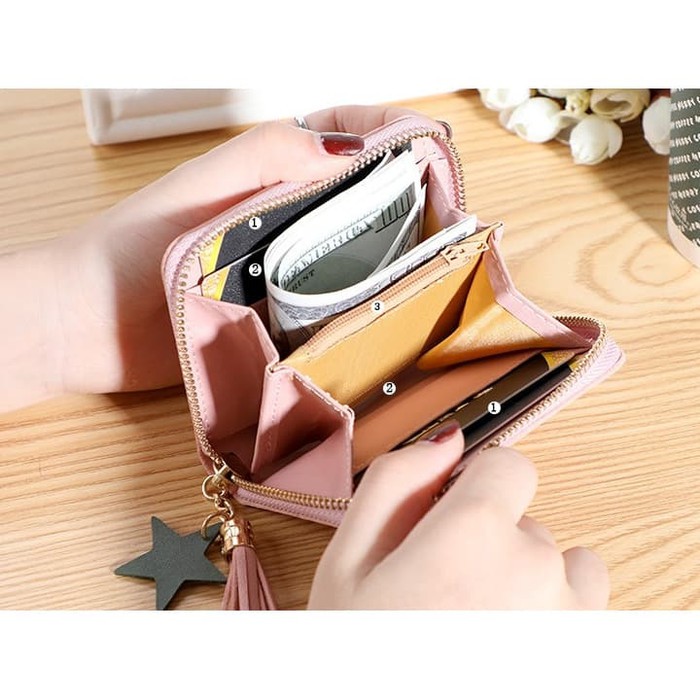 DOMPET WANITA MINI KARTU LIPAT KECIL CEWEK FASHION KOREA WALLET SIMPLE KULIT IMPORT MURAH COD GF604