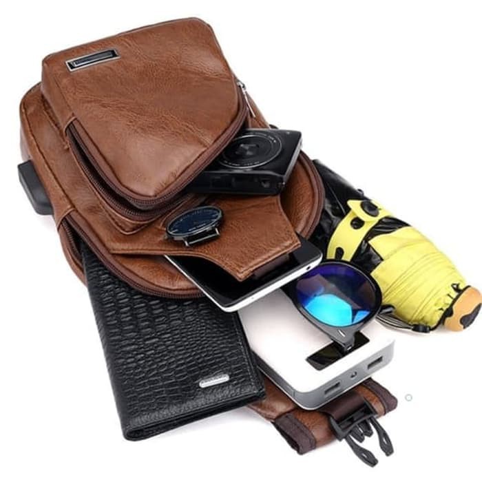 Tas cowok kekinian/tas selendang/ tas simple Tas Pinggang  Tas selempang slempang pria kulit c 67PCX