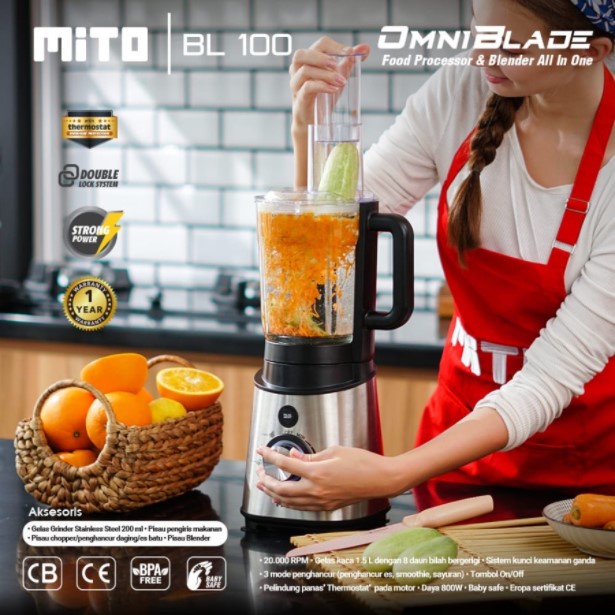 Mito Blender Food Processor 1.5 Liter 4 Pisau BL 100 OMNI BLADE BL100