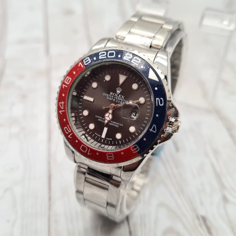 TERBARU JAM TANGAN ROLEX TANGGAL RANTAI GMT PUTIH RING BIRU MERAH