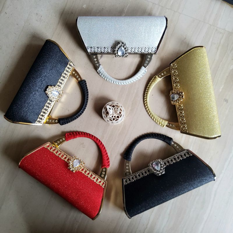 Clutch Pesta Farnell Diamond  Tas Kondangan Permata Rhinestone Bisa Jinjing Selempang 2741/2496