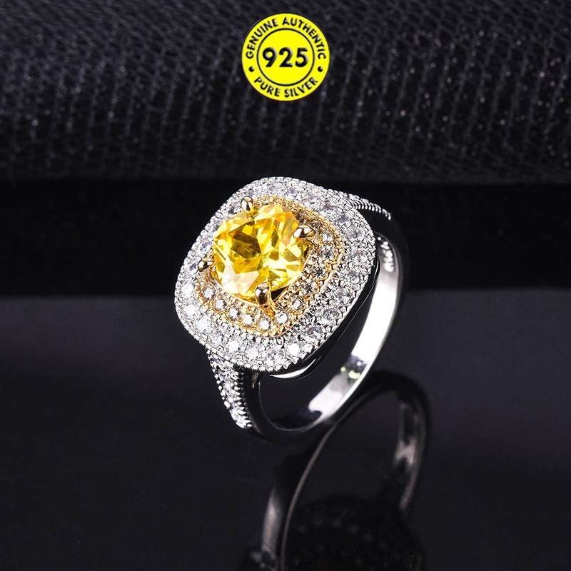 925 Silver Inlaid Moissanite Ring Luxury