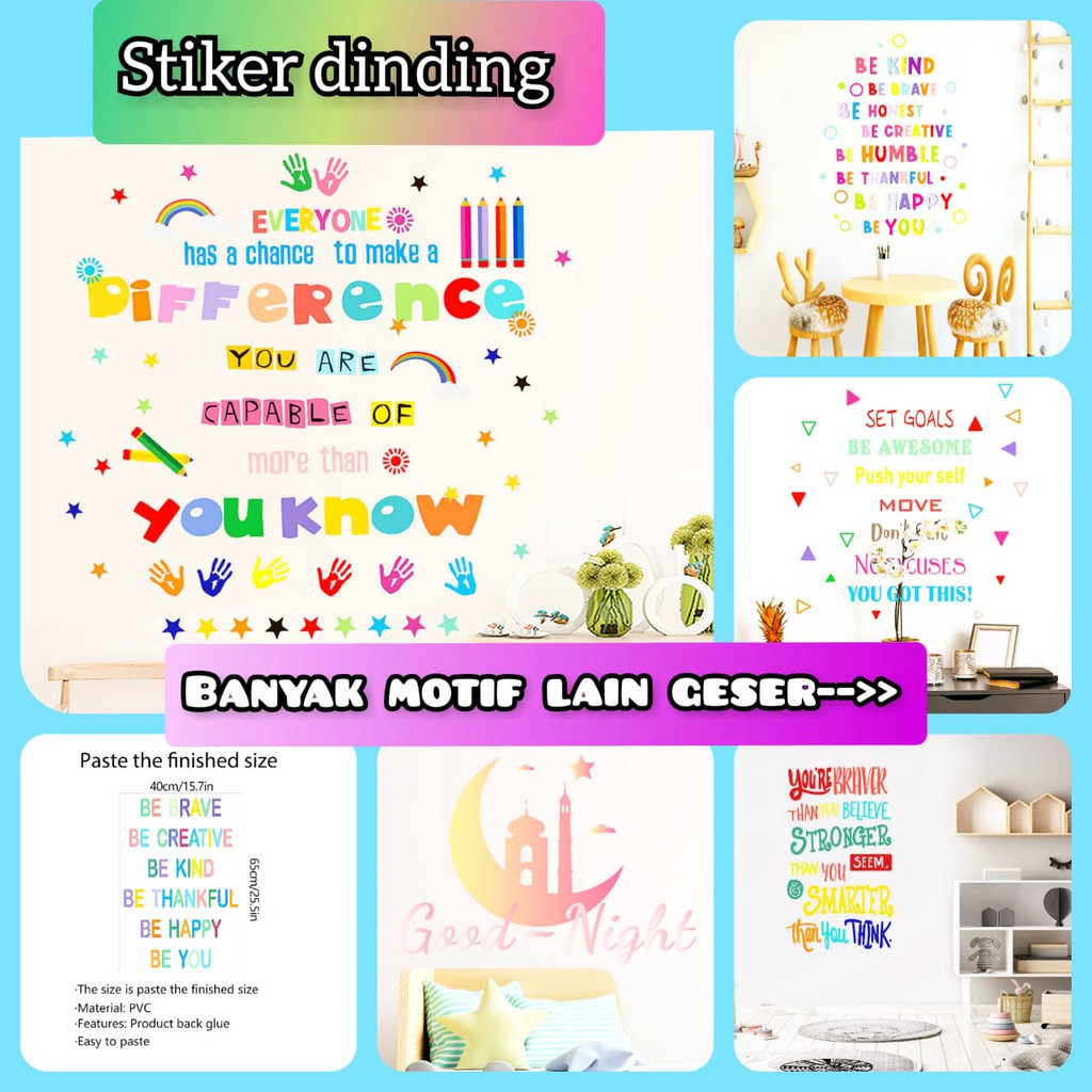 [GD] STIKER STICKER DINDING TEMBOK WALLSTICKER WALLSTIKER KATA KATA TULISAN MUTIARA MOTIVASI KAMAR ANAK CEWEK COWOK AESTETIK ESTETIK S1 S2 S3 S4 S5