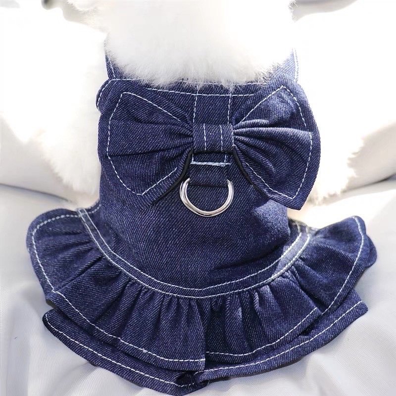 Joan denim tutu dress with leash connector ring