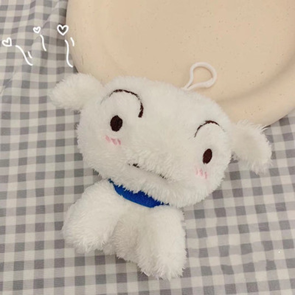 Needway  Fashion Crayon Shin Chan Kids Gifts Stuffed Plush Dolls White Dog Plush Keychain Anime Cute Bag Pendant Kids Toys Cartoon Crayon 13cm Plush Keyring