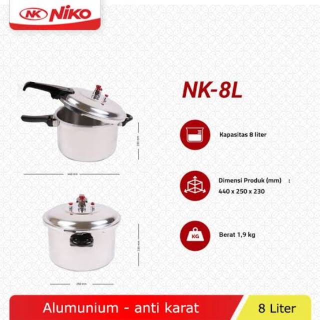 Panci Presto NIKO 8Liter NK 8L, Panci Serbaguna