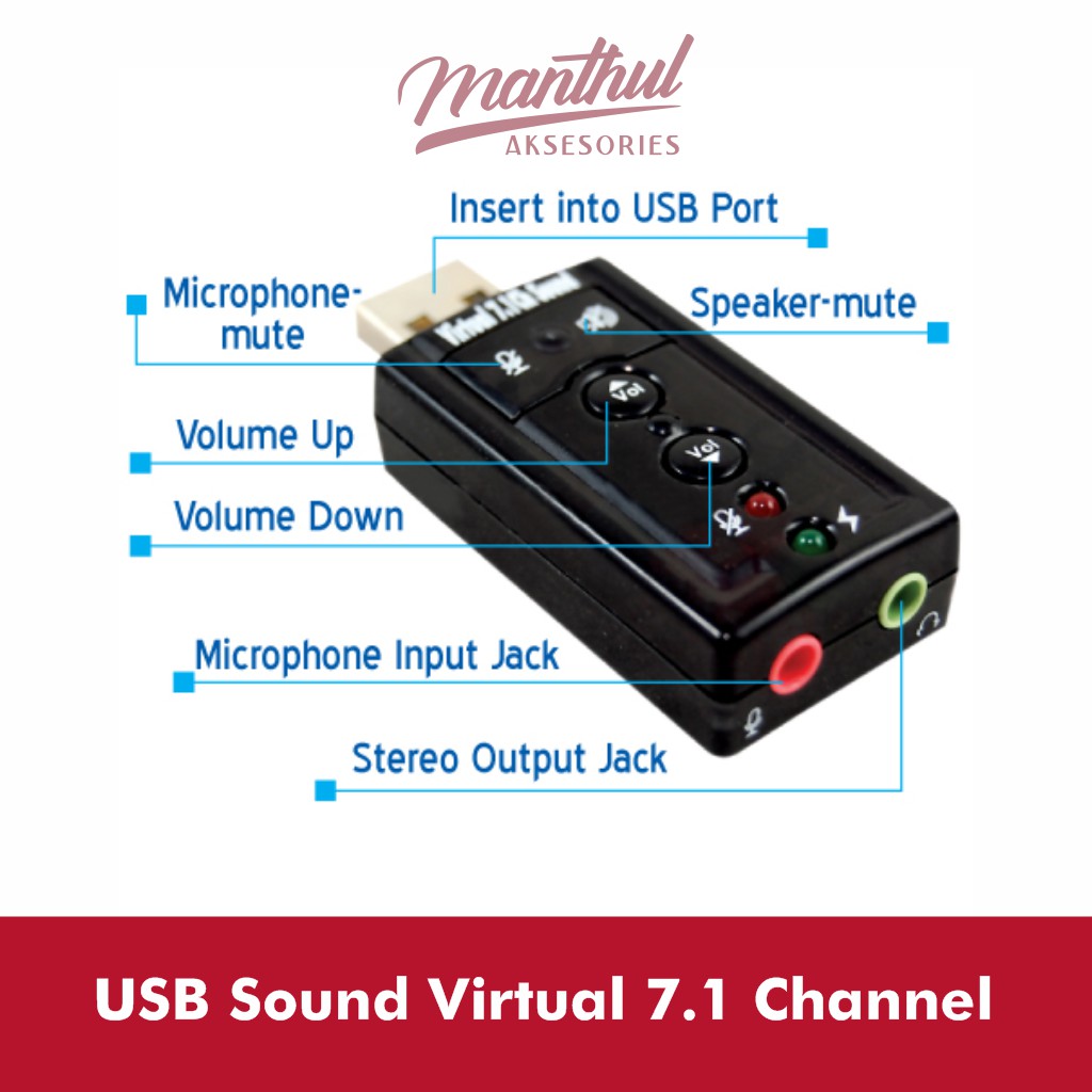 USB Soundcard 7.1 USB Virtual 7.1 Channel Sound Adapter