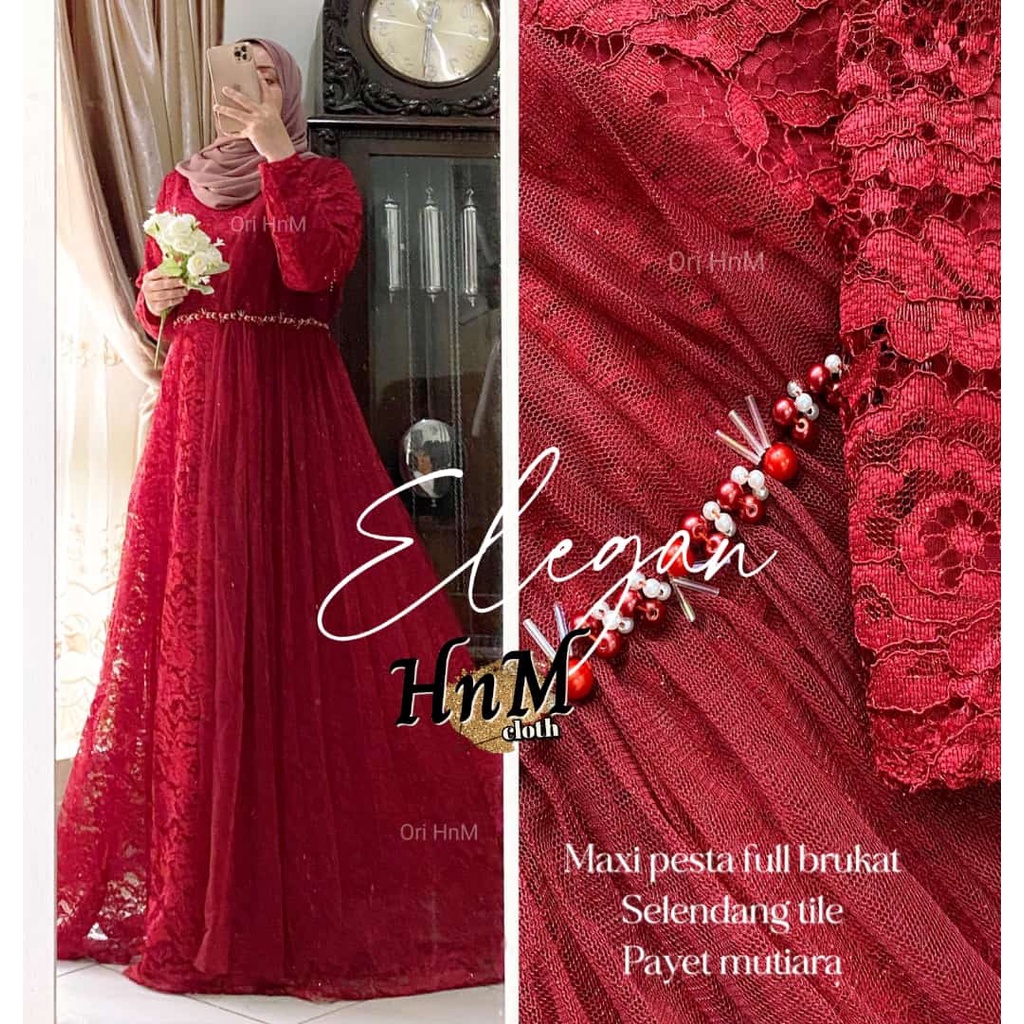 Dress Hm Maxi Elegan/Dress Pesta/Muslim/Kekinian / Solo/