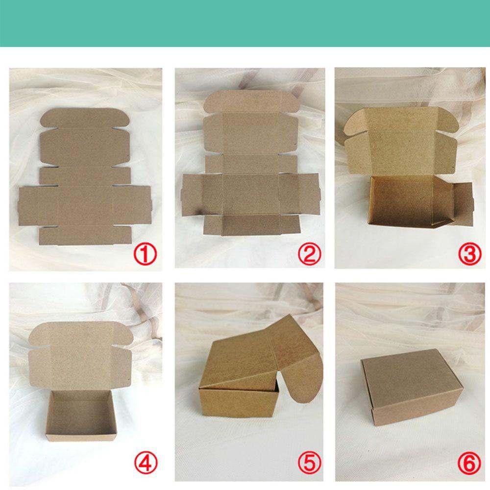 R-flower 10pcs Kraft Paper Box Kecil Perhiasan Hadiah Craft Candy Storage